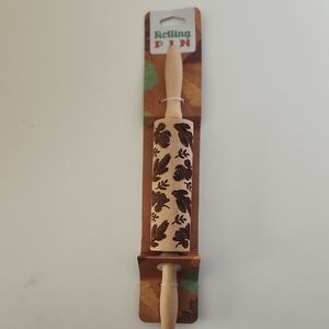Decorative Wooden Rolling Pin with Floral Design